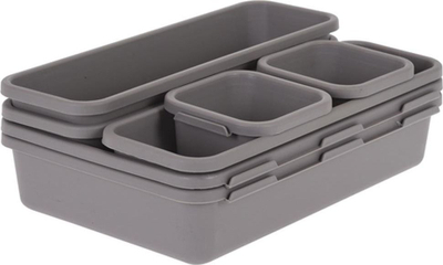 Organizues sirtari Storage Solutions, set me 8 copë, plastik, gri
