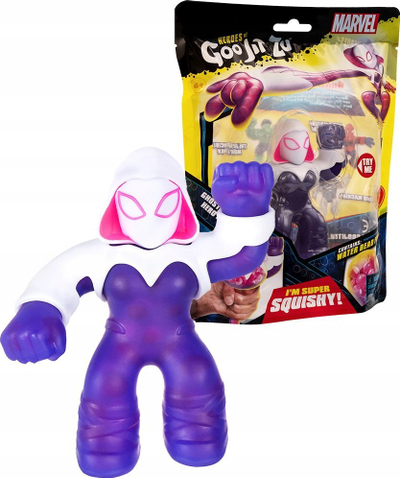 Lodër figurë Moose Heroes of Goo Jit Zu Marvel Ghost Spider, 11cm, rruaza uji, vjollcë e bardhë