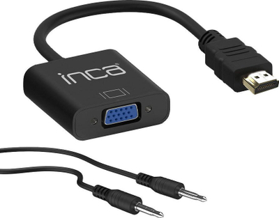 Adapter HDMI në VGA INCA IHTV-7TS, 1080p, me audio USB, i zi