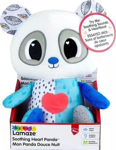 Lodër pelushi Lamaze Soothing Heart Panda, me dritë, me melodi, shumëngjyrëshe