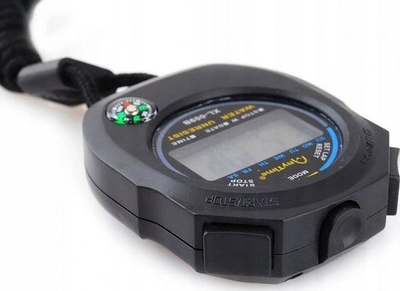 Kronometër digjital Meteor Stopwatch, mat 1/100 sekonde, i papërshkueshëm nga uji, ngjyrë e zezë