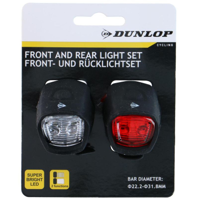 Drita biçiklete Dunlop LED, set 2 copë, silikon, e zezë