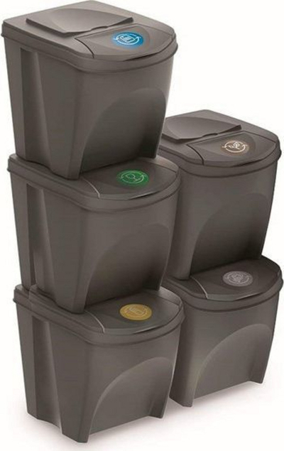 Set me shporta mbeturinash Prosperplast (CEN-73068), 5 shporta, 25 L, të hirta