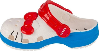 Sanda për kalamaj Crocs Classic Hello Kitty Iam Clog T Jr 209469-100, të lehta, për plazh edhe pishinë, të bardha blu me të kuqe