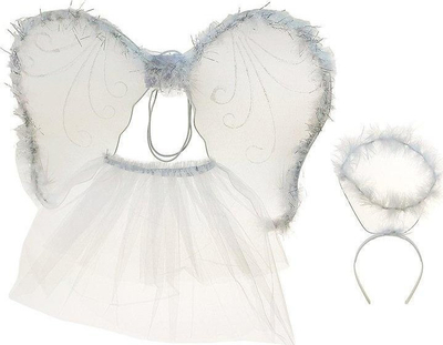 Set kostum engjëlli Adar, krahë fund shkop magjik aureolë, unisex, i bardhë