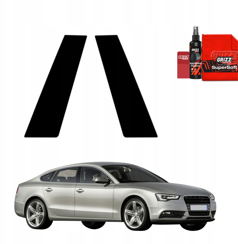Folie mbrojtëse shtylla B C për Audi A5 8T, 2in1, 5 dyer, e zezë me shkëlqim