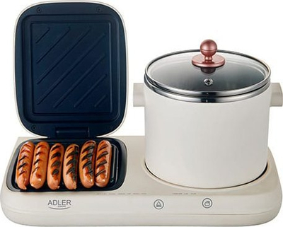 Grill raclette Adler AD 6421, 2 në 1, tenxhere gatimi, i zi