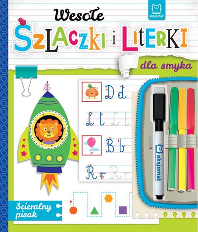 Libër aktiviteti Aksjomat Wesołe Szlaczki i Literki, me marker që fshihet, për kalamaj