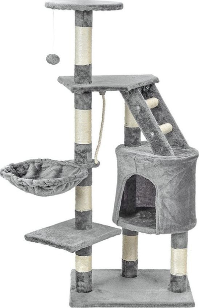Кула за гребење за мачки Cat Scratcher, 120cm, повеќекатна, сива