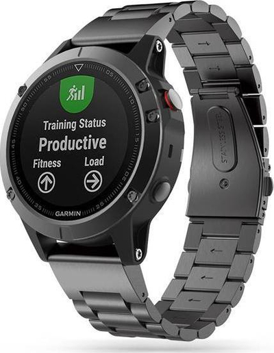 Rrip ore Tech-Protect Stainless për Garmin Fenix 5 6 6 Pro 7, çelik inoksi, i zi