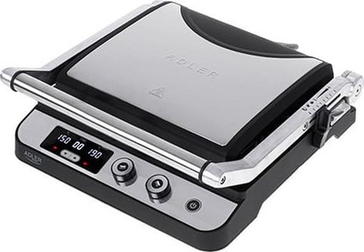 Grill elektrik Adler AD 3059, 3000W, pllaka Teflon jo-ngjitëse, i zi