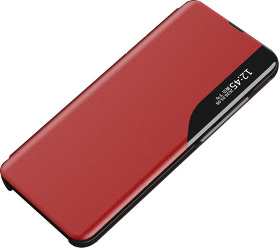Mbulesë telefoni Hurtel Eco Leather View Case për Samsung Galaxy A52s A52, tip libër, me këmbesë, e kuqe