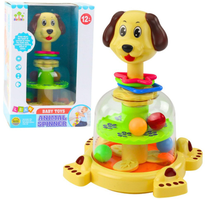 Lodër rrotulluese për foshnje Toddler Dog, me toptha shumëngjyrëshe, plastikë