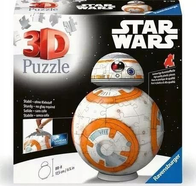 Puzzle 3D Ravensburger Puzzleball Star Wars BB 8, 99 pjesë, shumëngjyrësh