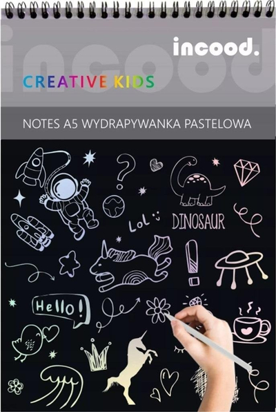 Bllok vizatimi me gërvishtje Incood A5 Pastel, 10 fletë, me laps druri