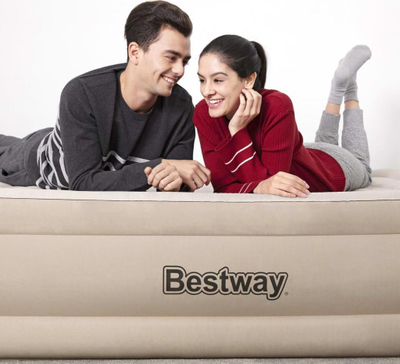 Dyshek ajri Bestway Queen Size, me pompë elektrike mrena, bezhë