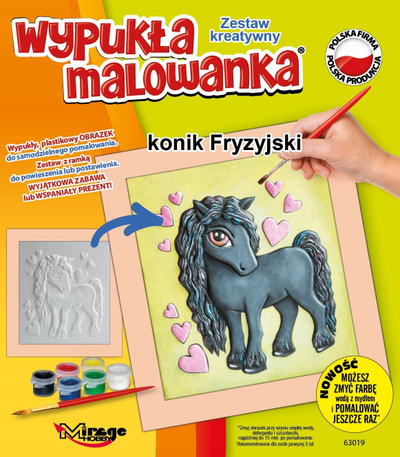 Set pikture Mirage Hobby Convex Coloring Friesian Horse, figurë 3D, me bojëra uji, shumëngjyrësh