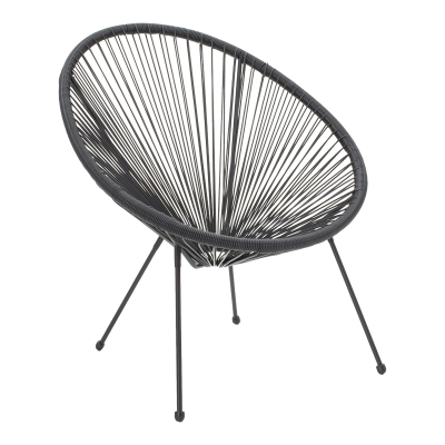 Kolltuk Acapulco pakoworld metal-pe rattan në nuancë të zezë 68.5x74.5x84cm