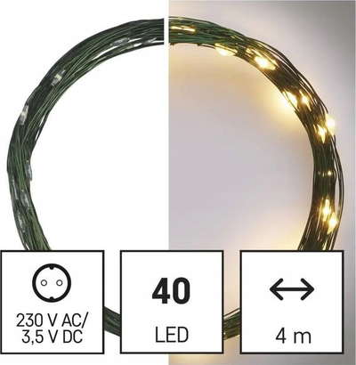 Dritë dekorative LED EMOS Nano, 4 m, 40 LED, e bardhë e ngrohtë