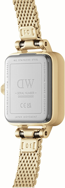 Orë dore për femra Daniel Wellington Micro Quadro Mini Evergold Amber, e artë