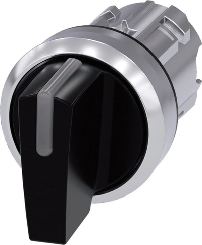 Çelës komandues Siemens 3SU1052-2BL10-0AA0, 22mm, 3 pozicione, metalik i zi