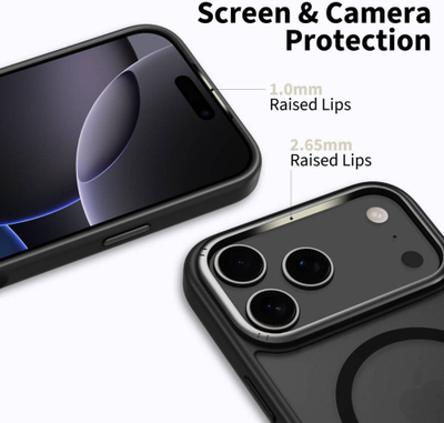 Kapak telefoni Tech-Protect MagEdge MagSafe për iPhone 17 Pro Max, TPU edhe polikarbonat, mbrojtje e forcuar, i zi mat