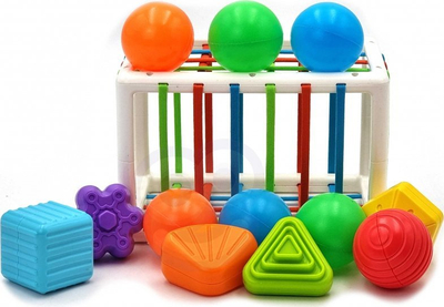 Lotër edukative Woopie Flexible Sensory Cube Sorter, 13 copë, sorter formashe, shumëngjyrëshe