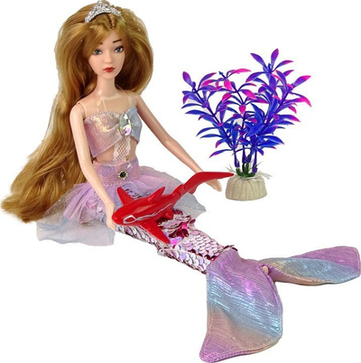 Kukull sirenë Emily the Mermaid, bisht që ndryshon ngjyrë, aksesorë rozë