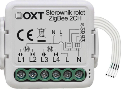 Modul Oxt Mini Controller 2 ZigBee Tuya për roleta dhe tenda, i bardhë