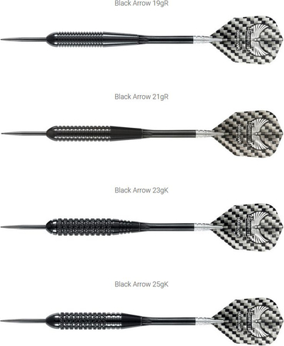 Стрелки дарт Harrows Black Arrows, стоманена врвка, 20g, црни