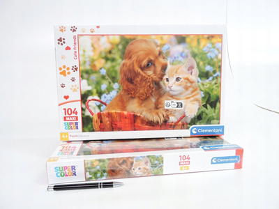Puzzle Clementoni Maxi SuperColor Puppy And Kitten Cute Friends, 104 copa