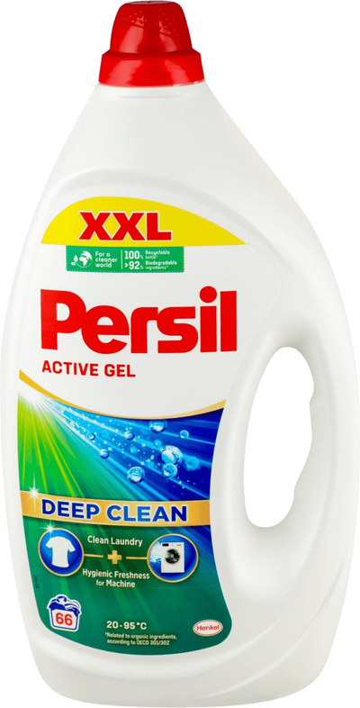 Xел за перење алишта Persil XXL Regular Deep Clean Active Gel, 2.97L, 66 перења, за бели и шарени