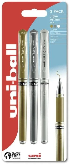Set stilolapsa Uni-Ball Signo UM-153 Broad Metallic, majë 1.0mm, 3 copë, shumëngjyrëshe