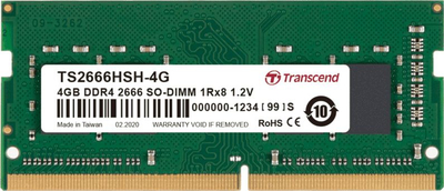 Memorie laptopi Transcend SODIMM, DDR4, 4GB, 2666MHz, CL19
