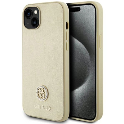 Mbulesë telefoni Guess GUHCP15SPS4DGPD, për iPhone 15 6.1", kapak i fortë lëkurë 4G Strass, ngjyrë ari