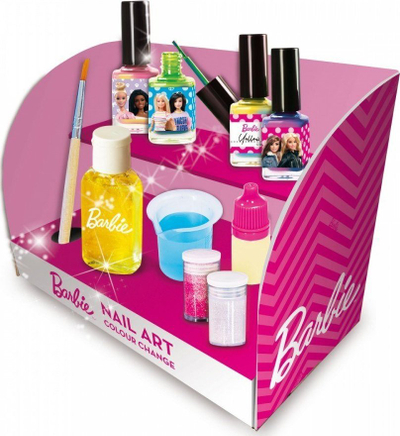 Set kreativ thonjsh Lisciani Barbie Create a color changing nail polish, për vajza 7+, me efekt ndërrim ngjyre