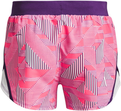 Спортски кратки панталони Under Armour Fly By Girls, за трчање, со принт, розово-виолетови