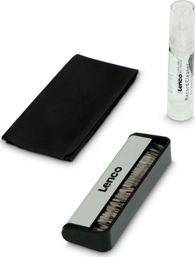 Сет за чистење винил Lenco Vinyl Cleaning Kit 3in1, четка од јаглеродни влакна, раствор 10 ml, црн