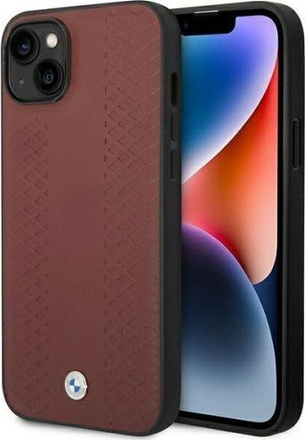 Kllaf telefoni BMW BMHCP14S22RFGR për iPhone 14, lëkurë, me diamant, burgundy