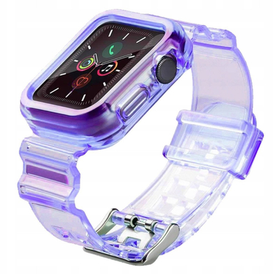 Rrip silikoni Hurtel për Apple Watch 1 2 3 38mm, me kasë mbrojtëse, vjollcë