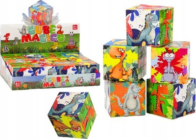 Lodër kub magjik edukativ me dinosaurë, lojë logjike, shumëngjyrëshe