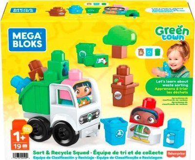 Lodra blloqe MEGA BLOKS Sort &amp; Recycle Squad, 17 pjesë, 2 figura, shumëngjyrëshe