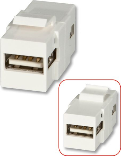 Modul Keystone USB Lindy 60553, USB A në USB A, për panele, i bardhë