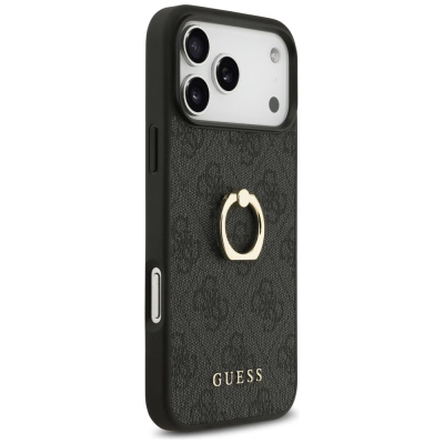 Mbrojtëse telefoni Guess Hardcase 4G Ring Stand, për iPhone 17 Pro Max, me unazë, e zezë