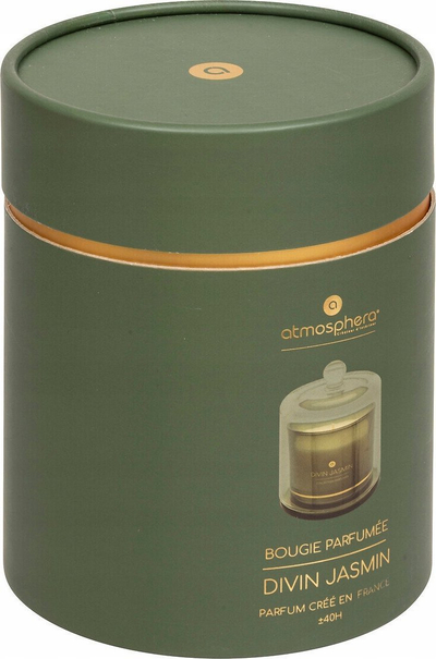 Qiri me aromë Atmosphera Divin Jasmin, 240g, me kapak xhami, jeshil