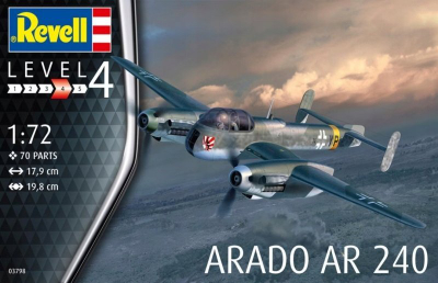 Пластичен модел Ревел Арадо Ар 240 03798, размер 1:72, комплет за склопување, повеќебоен