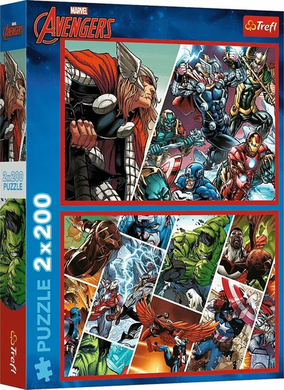 Puzzle Ravensburger Defenders of the World, 2 x 200 copa, Marvel Avengers, shumëngjyrësh
