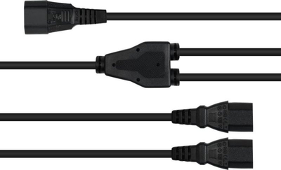 Kabllo energjie Kabelmeister IEC C14 në 2x C13, 2 m, 10 A, e zezë