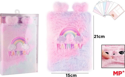 Fletore Mp Main Paper Furry Notebook, A5, me ngjyra rainbow