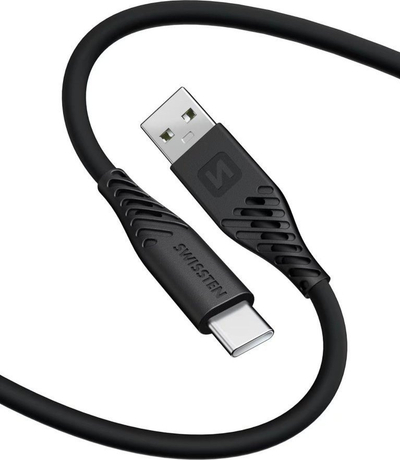 Kabllo USB në USB C Swissten Soft Silicone, 1.5m, 60W, e zezë